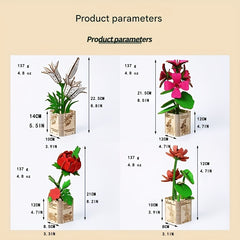 3D Wooden Peony Flower Puzzle Educational Toy with Artificial Flowers