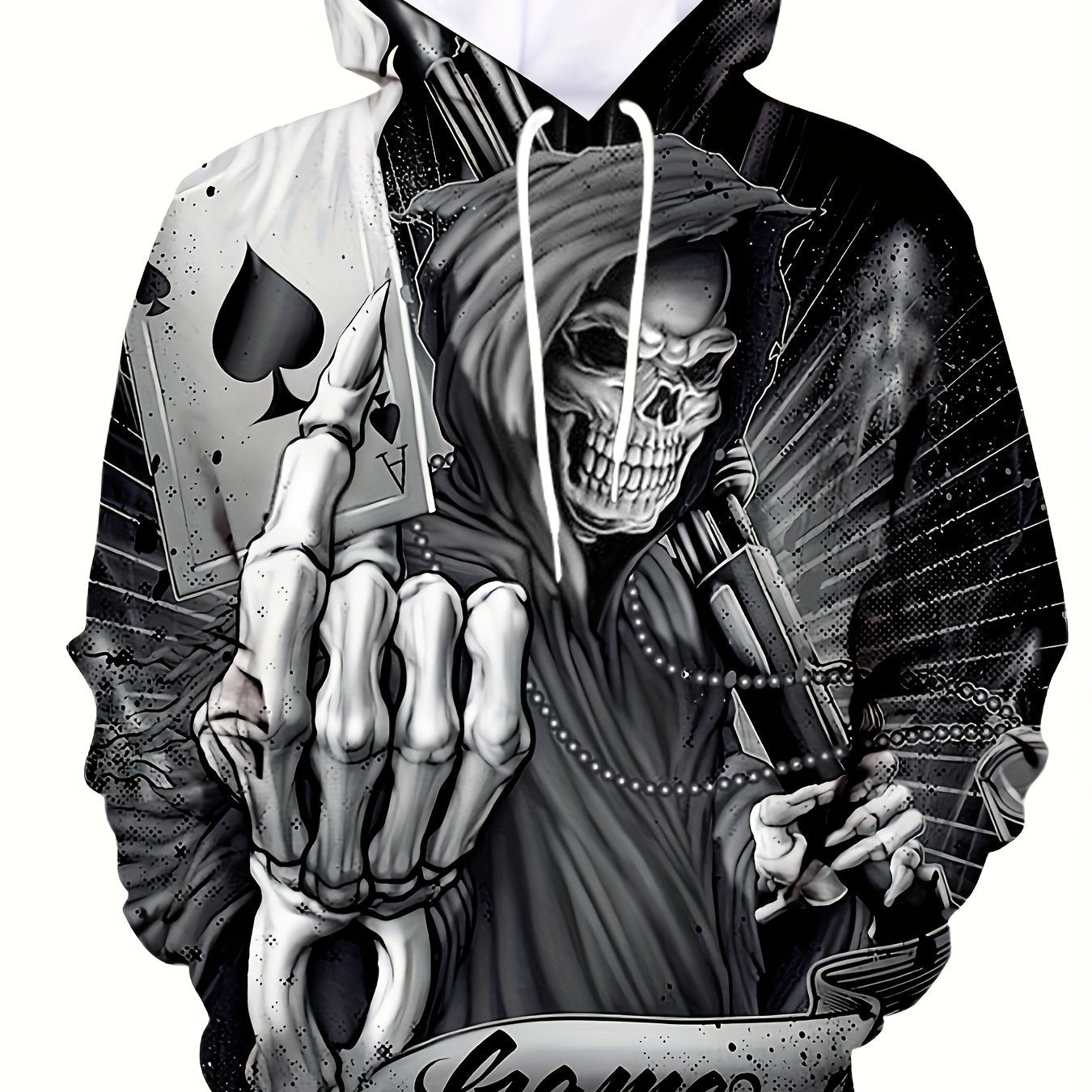 Skull 3D Print Hoodie for Men Autumn Winter