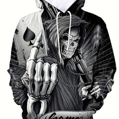 Skull 3D Print Hoodie for Men Autumn Winter