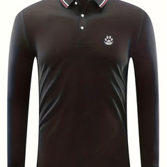 Casual Button Up Long Sleeve Polo Shirt for Men