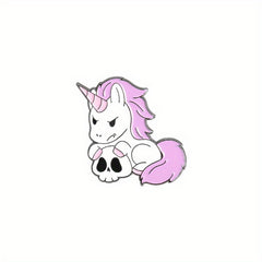 Unicorn Pattern Brooch Pink Skull Horse Collar Pin Decorative Accessories