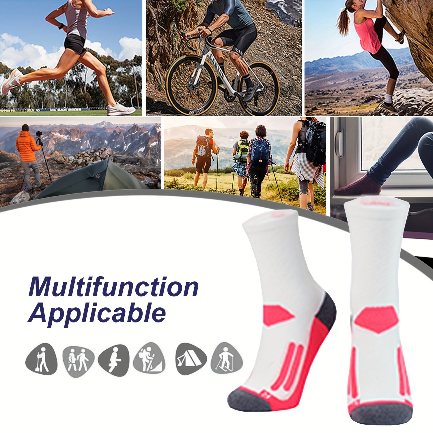 2 Pairs Over the Knee Compression Socks for Running & Fitness