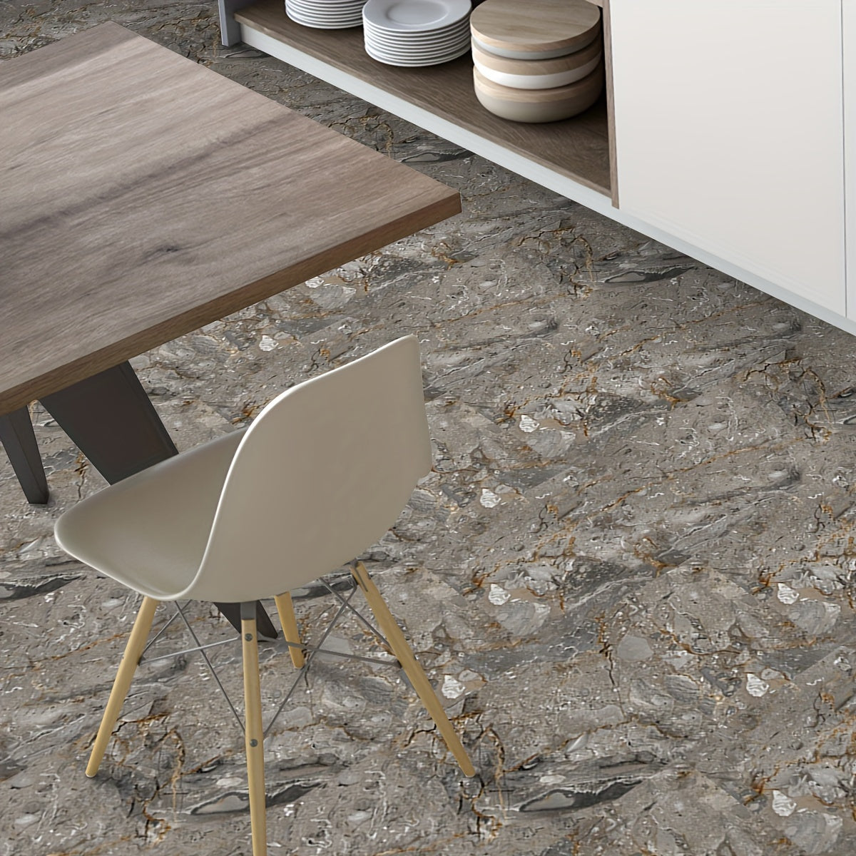 Marble Pattern Self-adhesive Waterproof Floor Tile