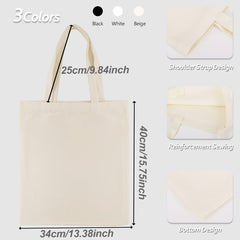 3pcs Canvas Tote Bag Foldable Reusable Handbag