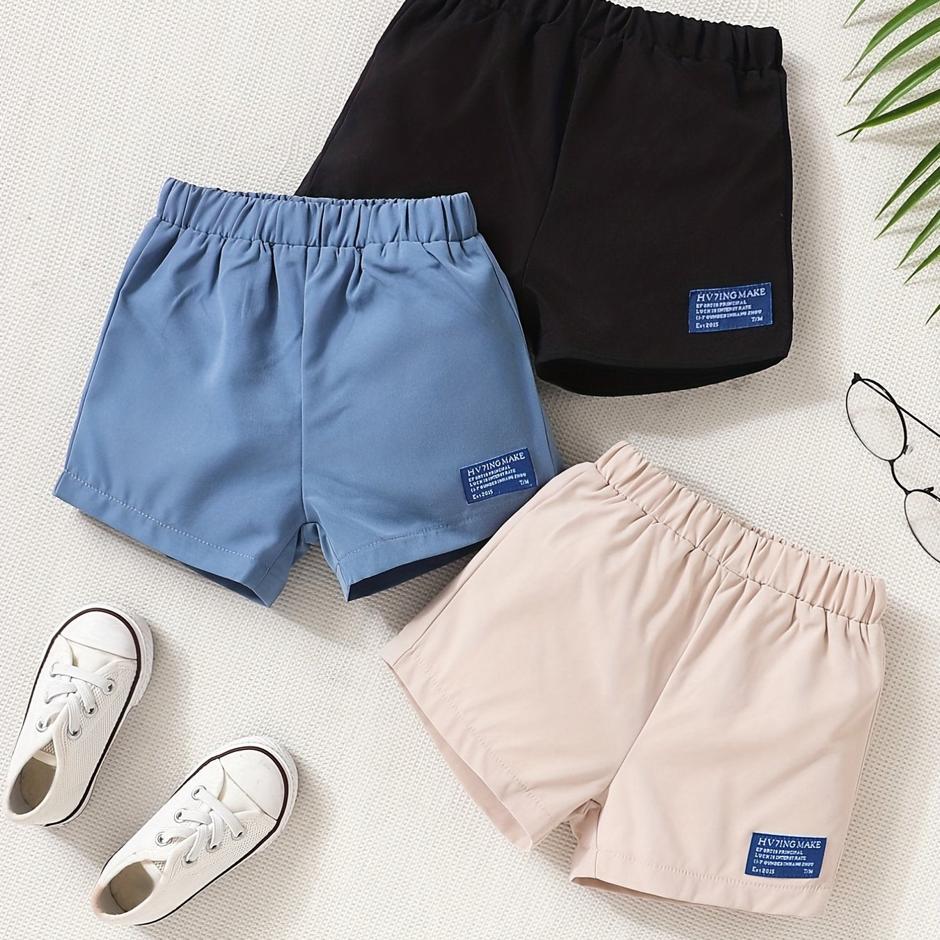 3pcs Toddler Baby Elastic Waist Shorts for Spring & Summer