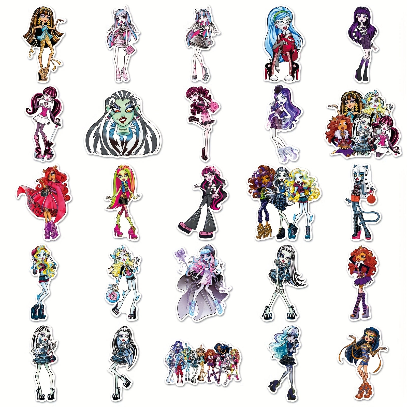 50pcs Anime Character Stickers Colorful Gothic Decals for Laptops & Phone Case