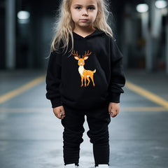 2pcs Deer Print Hoodies Pants Set For Kids Spring Fall Sports