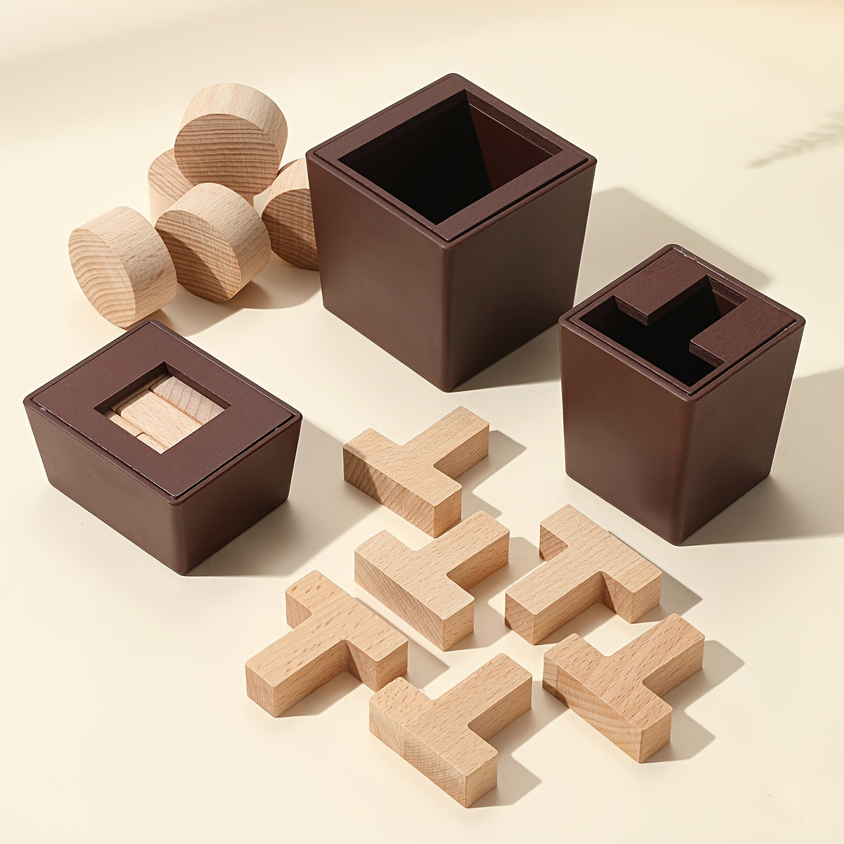 Wooden Building Blocks Puzzle Box - Shapes & Colors Learning Toy
