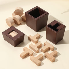 Wooden Building Blocks Puzzle Box - Shapes & Colors Learning Toy