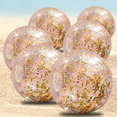 6 Pack Glitter Beach Balls - Confetti PVC Material - Smooth