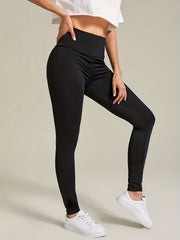Solid High Waist Skinny Leggings with Frill Detail