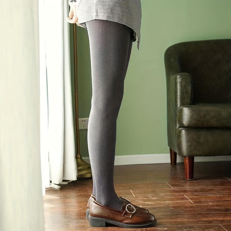 Opaque Ribbed Tights High Waist Pantyhose