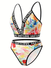 Tie Dye Floral Bralette & Panty Set