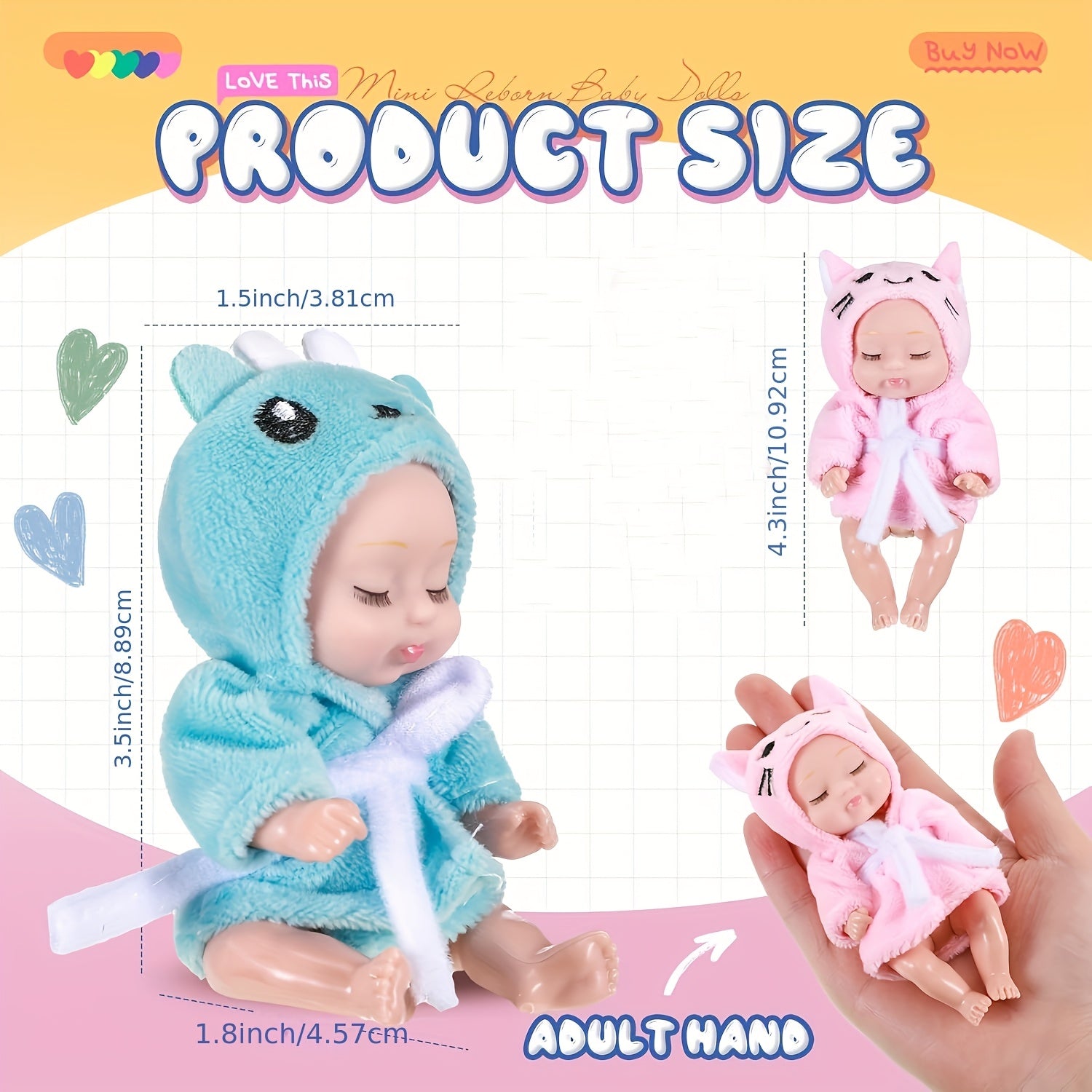 6 Pack Mini Baby Dolls 4 Inch Realistic Newborn Doll Set