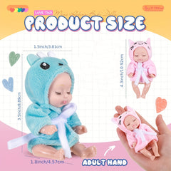 6 Pack Mini Baby Dolls 4 Inch Realistic Newborn Doll Set