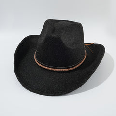 Wide Brim Hat Autumn Winter Retro Jazz Cowboy Wool Felt Hat