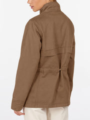Solid Button Front Jacket Casual Long Sleeve Outerwear With Pockets