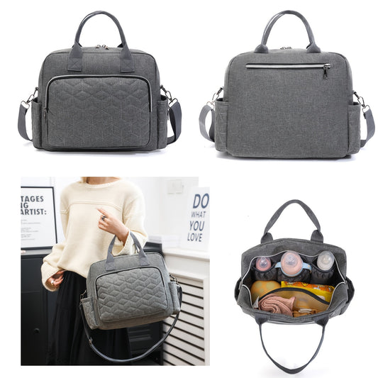 Stylish Grey Argyle Embroidered Mommy Bag