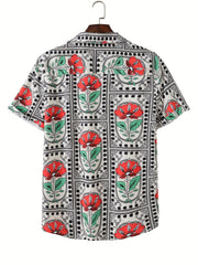 Flower Print Men's Casual Hawaiian Shirt
