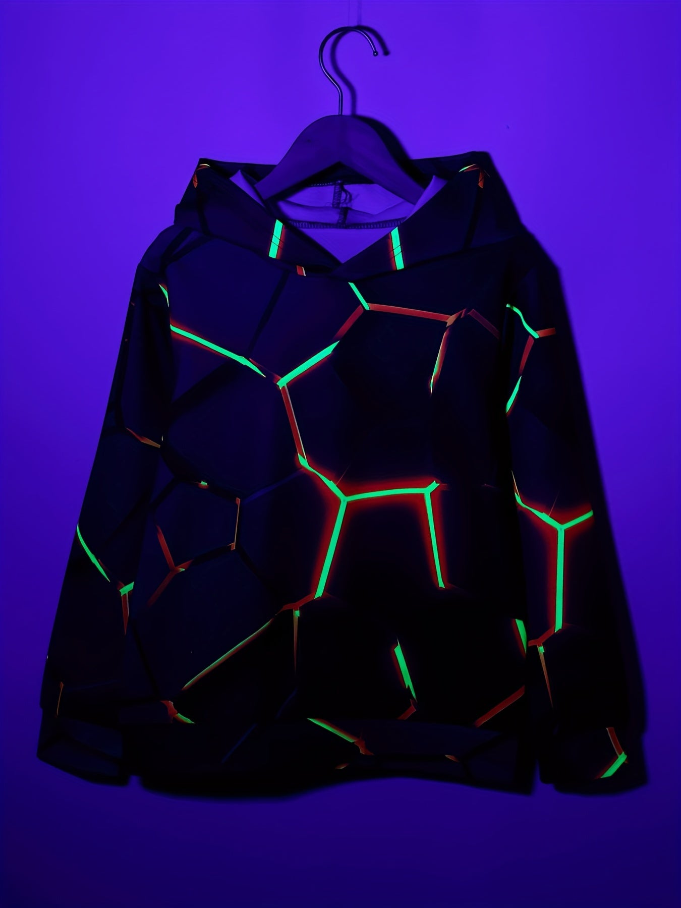 Luminous 3D Print Boys Casual Pullover Hooded Long Sleeve Sweatshirt