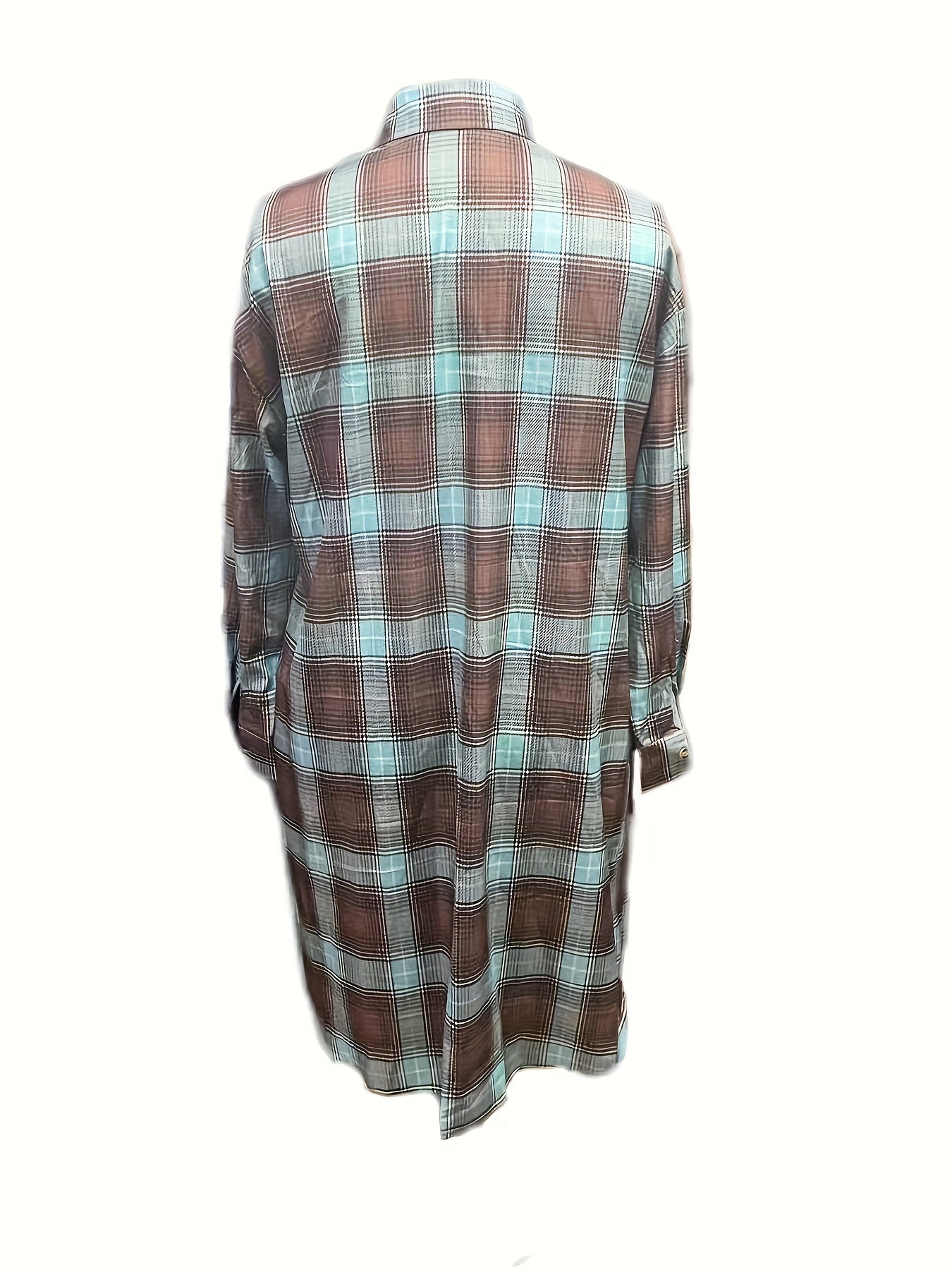 Plaid Print Button Up Long Sleeve Turn Down Collar Shacket