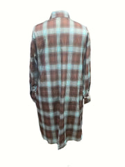 Plaid Print Button Up Long Sleeve Turn Down Collar Shacket
