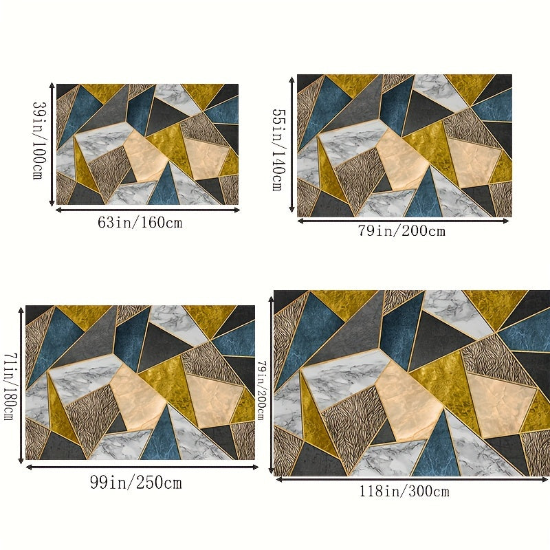 Geometric Absorbent Non Slip Rug Modern Lines Soft Hair Not Falling Off