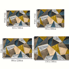 Geometric Absorbent Non Slip Rug Modern Lines Soft Hair Not Falling Off
