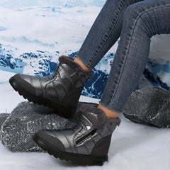 Women's Reflective Snow Boots Plush Lined Thermal Waterproof Rain Shoes