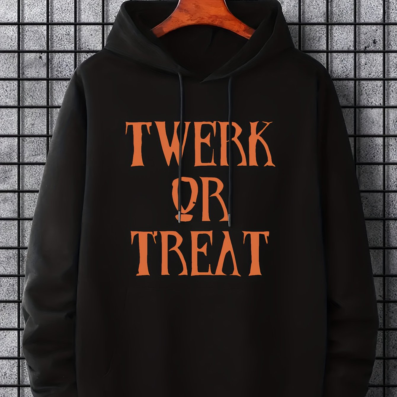 Men's Twerk Or Treat Print Hoodie Casual Hooded Sweatshirt