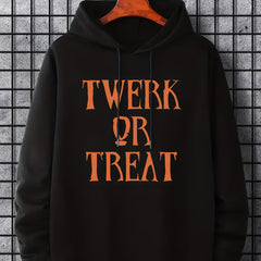 Men's Twerk Or Treat Print Hoodie Casual Hooded Sweatshirt