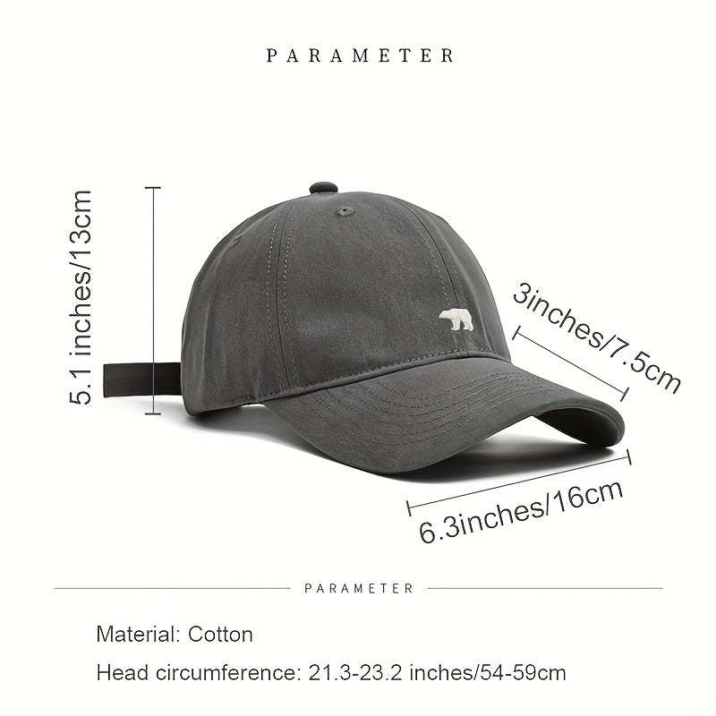 Polar Bear Embroidered Washed Cloth Baseball Cap Unisex Sunshade Denim Hat