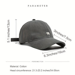 Polar Bear Embroidered Washed Cloth Baseball Cap Unisex Sunshade Denim Hat