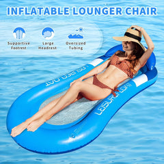 Inflatable Pool Lounge Chair with Backrest for Pool & Beach