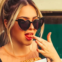 Heart Shaped Sunglasses Block Gradient Lens Vintage Oversized Eyewear