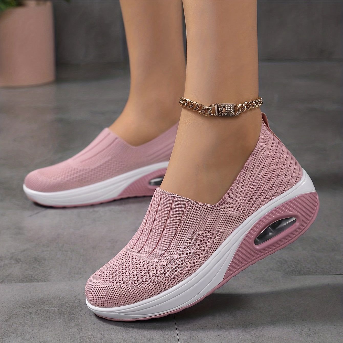 Women's Breathable Knit Sock Shoes Slip On Casual Walking Shoes