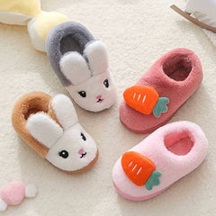 Girls' Cartoon Rabbit Furry House Shoes Non Slip Soft Bottom Walking Shoes