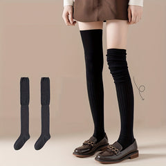 Solid Thigh High Socks Over The Knee Stockings Women's Hosiery