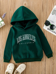 LOS ANGELES Letter Print Boys Hooded Sweatshirt for Kids