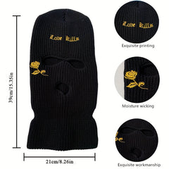 Gothic Embroidery Balaclava Unisex Ski Mask Elastic Knit Hat