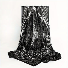 Paisley Print Square Scarf Dotted Silk Hijab Women Head Wraps Shawl