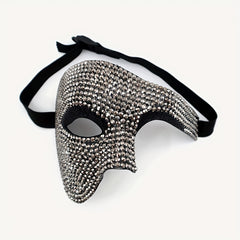 Men's Rhinestone Half Face Mask Halloween Party Dress Up Adornment