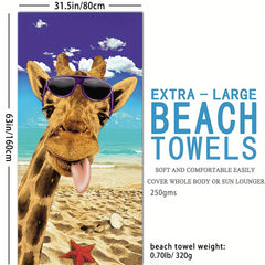 Cartoon Animal Beach Towel 70.8 x 35.4