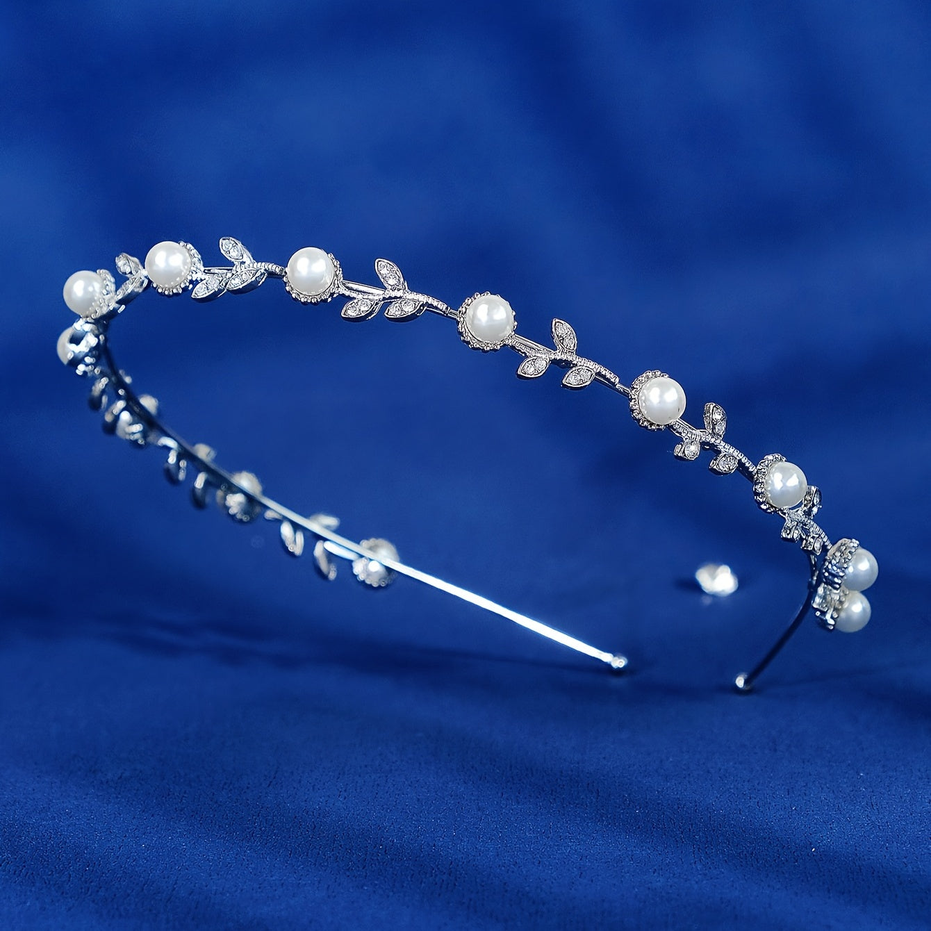 Faux Pearl Silvery Bridal Headband Hair Band Tiara Wedding Flower Headpiece