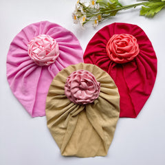 Baby Girls Flower Decor Turban Soft Hair Wrap Headband