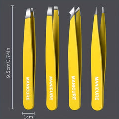 4Pcs Tweezers Set with Leather Case