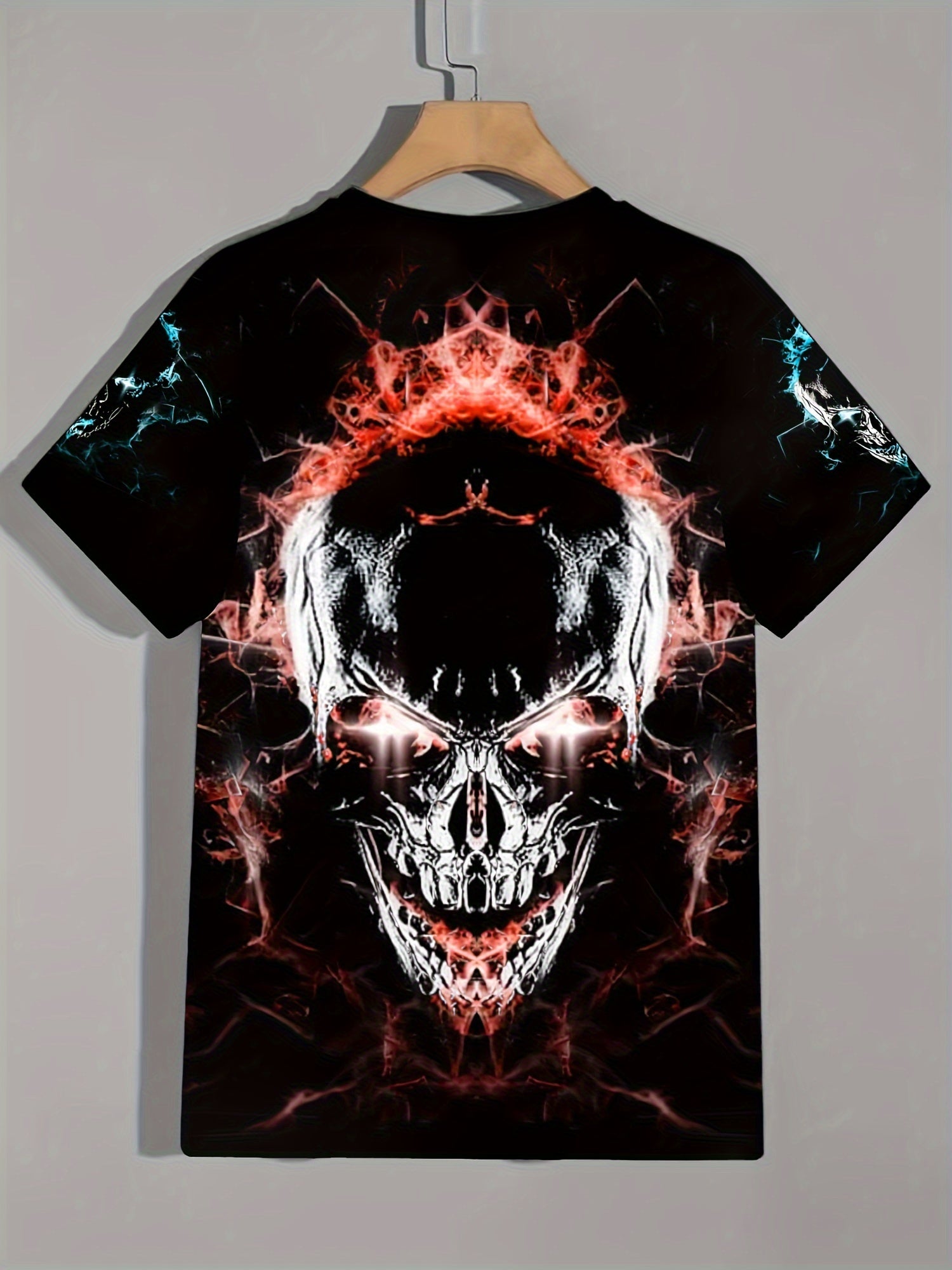 Skull 3D Pattern Print Men's Short Sleeve T-shirt Graphic Tee