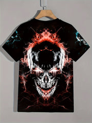 Skull 3D Pattern Print Men's Short Sleeve T-shirt Graphic Tee
