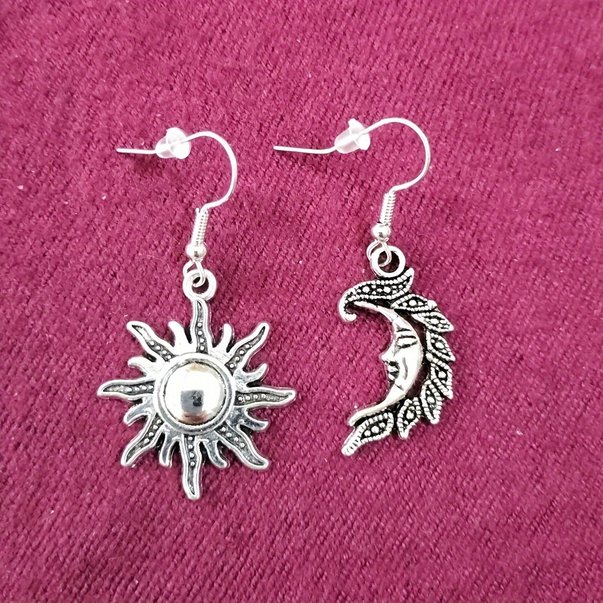 Alloy Hollow Moon Sun Earrings Moon Sun Pendant Earrings