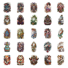 50pcs SCXXBSW Japanese Tattoo Art Stickers Vibrant Colors Self Adhesive Decals